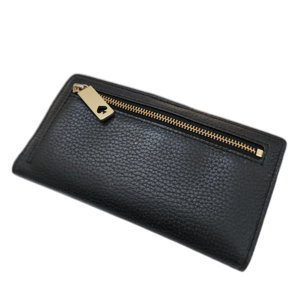Kate Spade Staci Pebbled Leather Continental Wallet Snap Black Gold - Picture 2 of 6